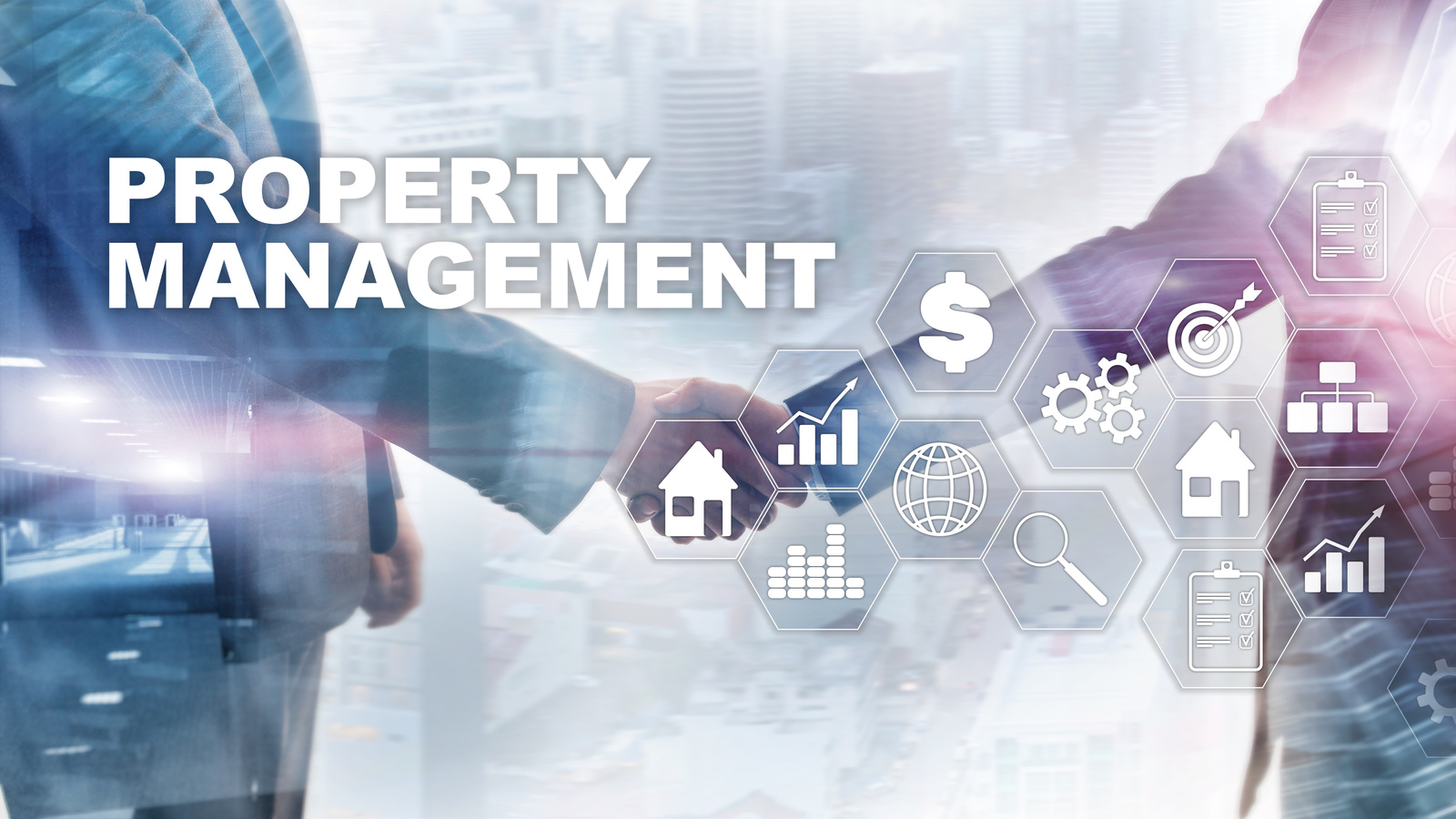 Property management. Business, Technology, Internet and network concept. Abstract Blurred Background.